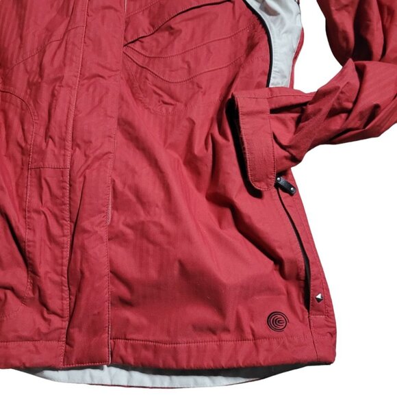 Columbia Covert Jacket Red White Double Zipper Snap Pockets Womens Large No Hood - Picture 4 of 12